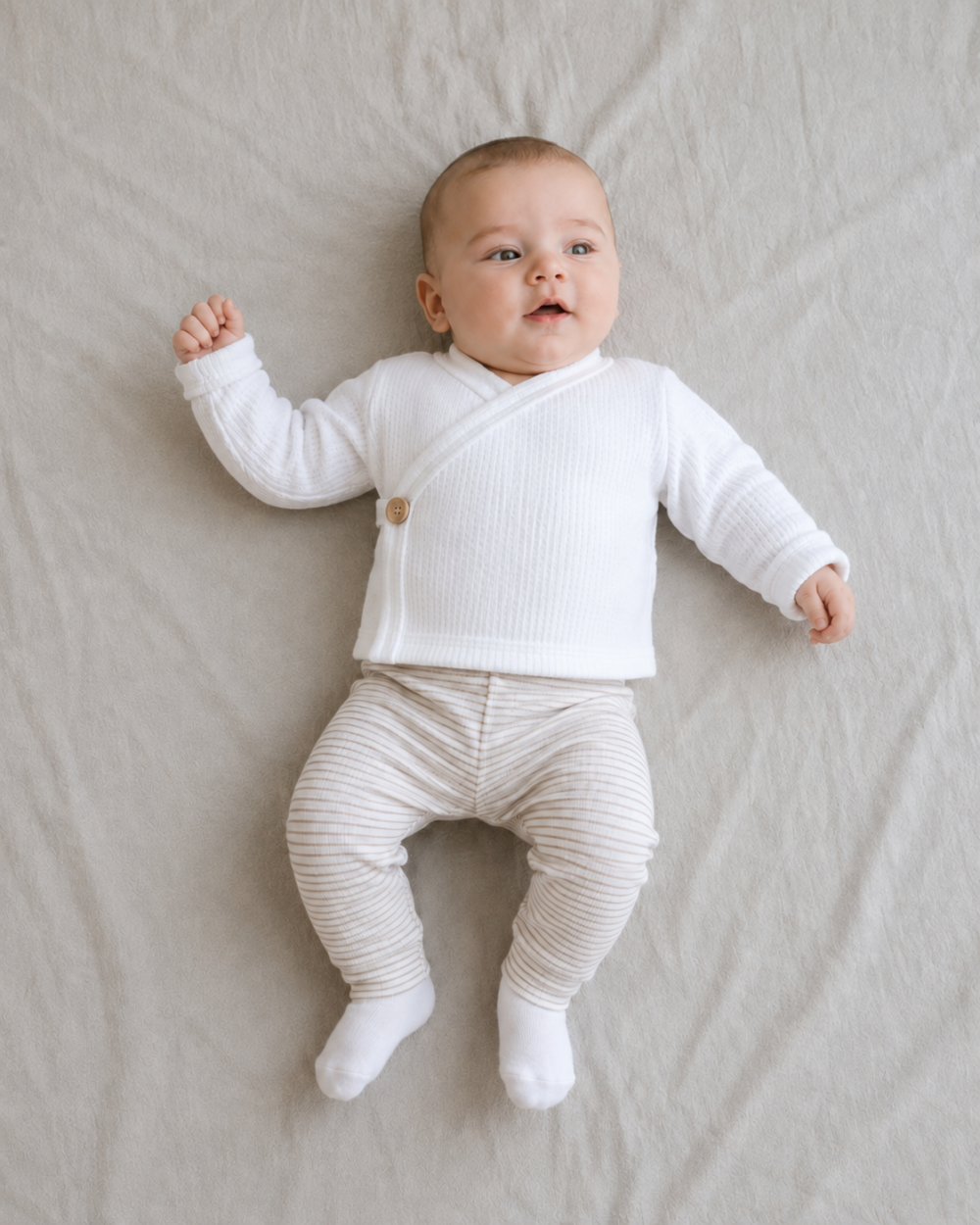 Broekje streep taupe (rib)