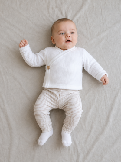 Broekje streep taupe (rib) Broekje streep taupe (rib)