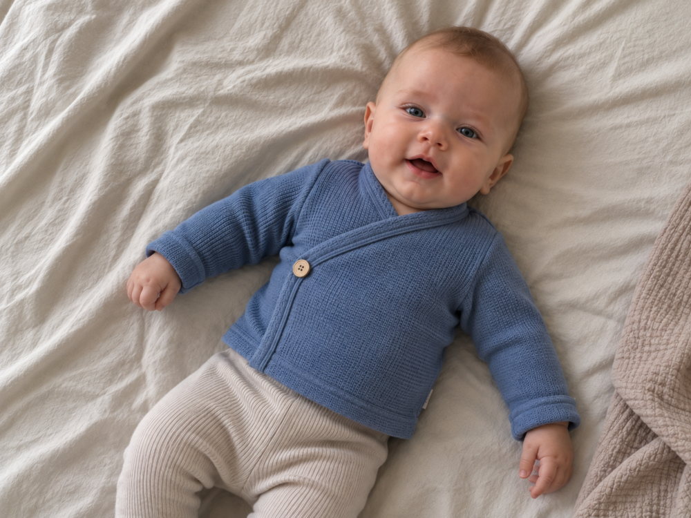 Overslagshirtje blauw wafel Overslagshirtje blauw wafel