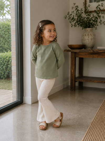 Shirt met lange mouw groen (pointelle)