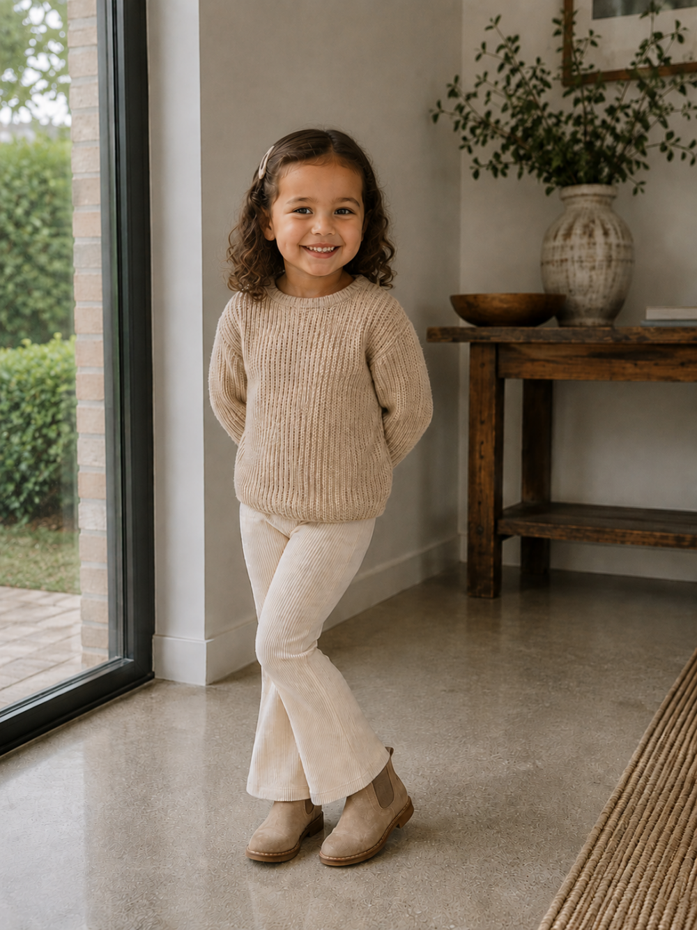 Knitted sweater camel
