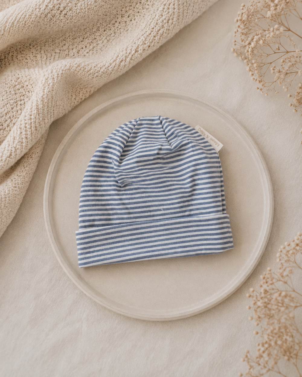 Baby mutsje blauw gestreept