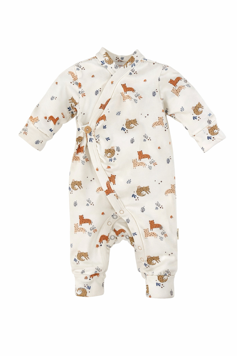 Boxpakje met tijger/ poezen opdruk Baby boxpakje wit met cheetah print