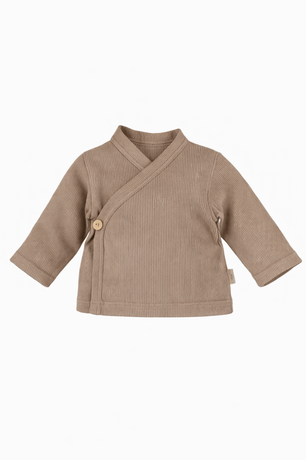 Baby overslagshirtje bruin rib