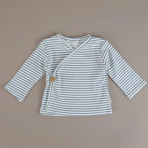Overslagshirtje Gestreept blauw rib