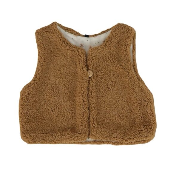 Gilet | bruin bloemen (teddy)