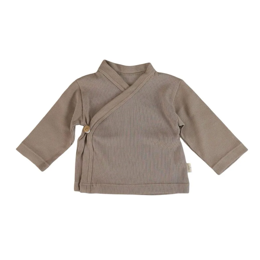 Overslagshirtje | bruin (rib)