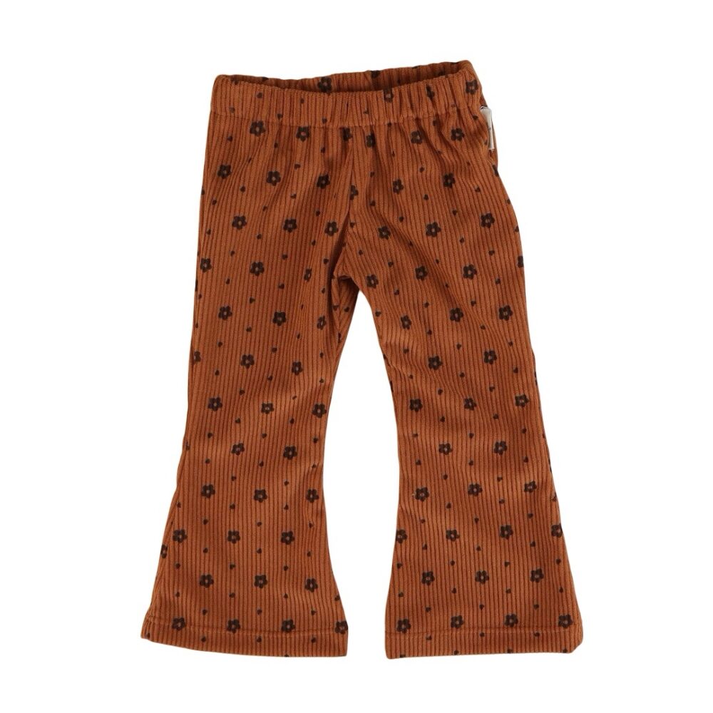 Flared | bloemen roestbruin (rib)