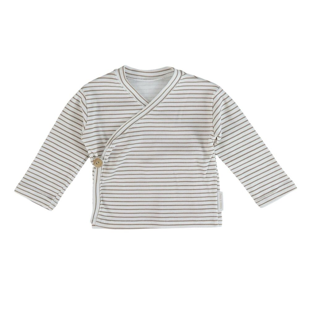 Overslagshirtje | taupe gestreept (rib)