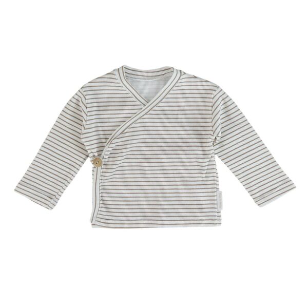Overslagshirtje | taupe gestreept (rib)