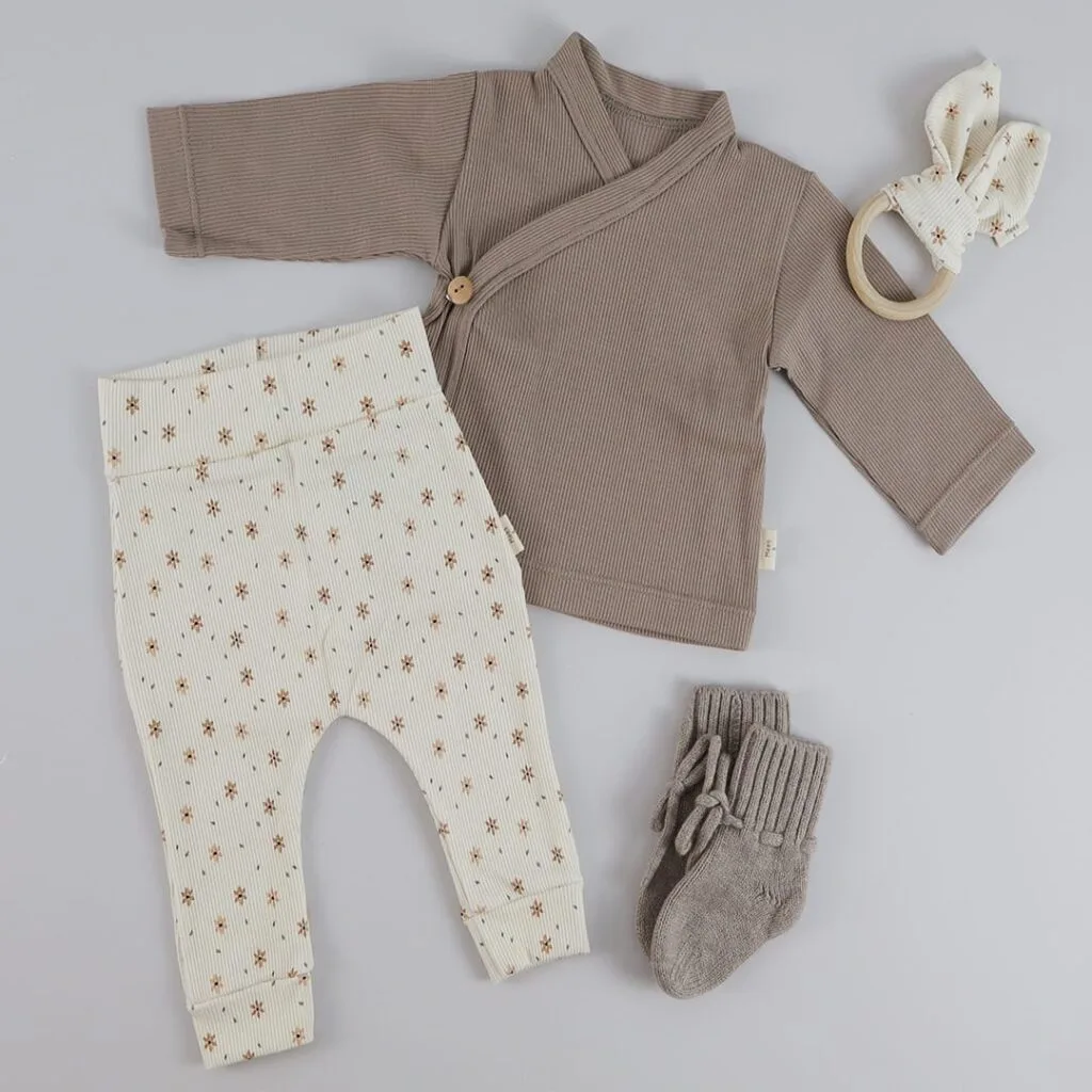 Overslagshirtje | bruin (rib)