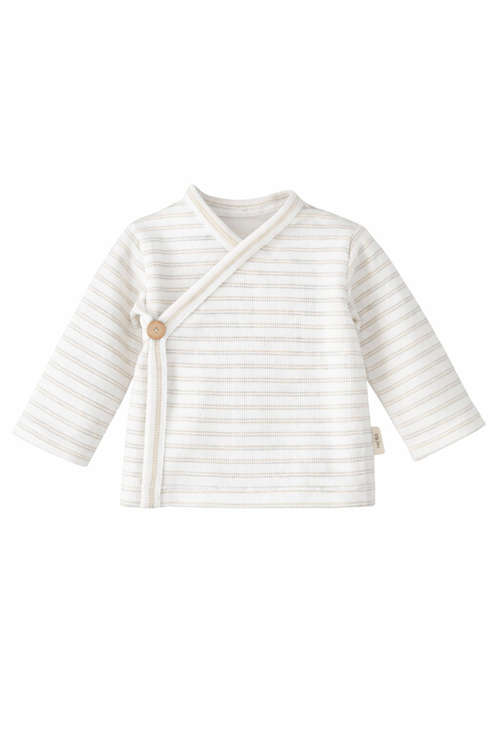 Overslagshirtje zand streep (rib) Baby overslagshirtje gestreept zand (rib)