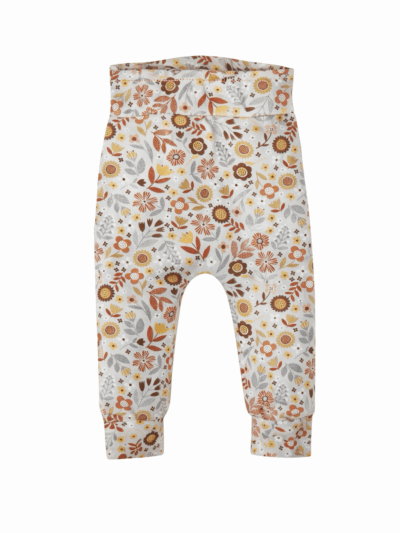 broekje baby retro bloemen grijs