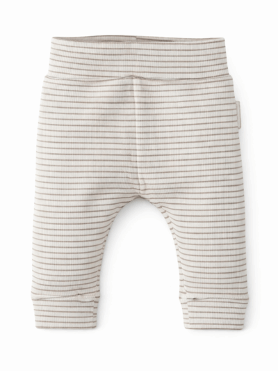 baby broekje streep taupe rib jersey katoen
