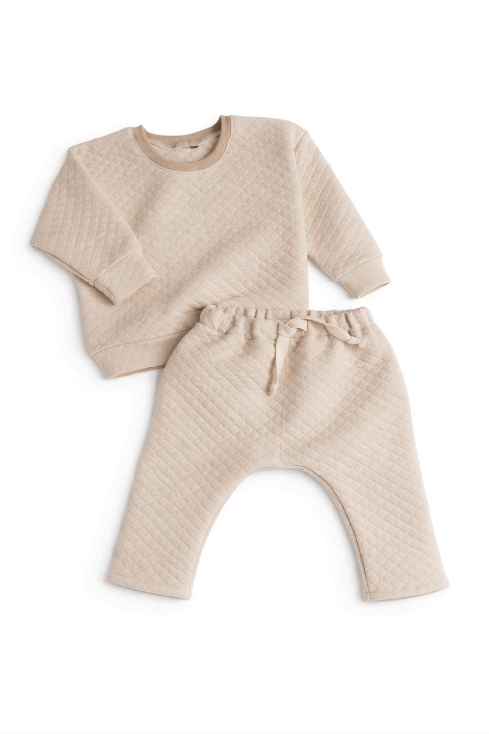 outfit beige grote wafel Broekje baggy zand platte wafel
