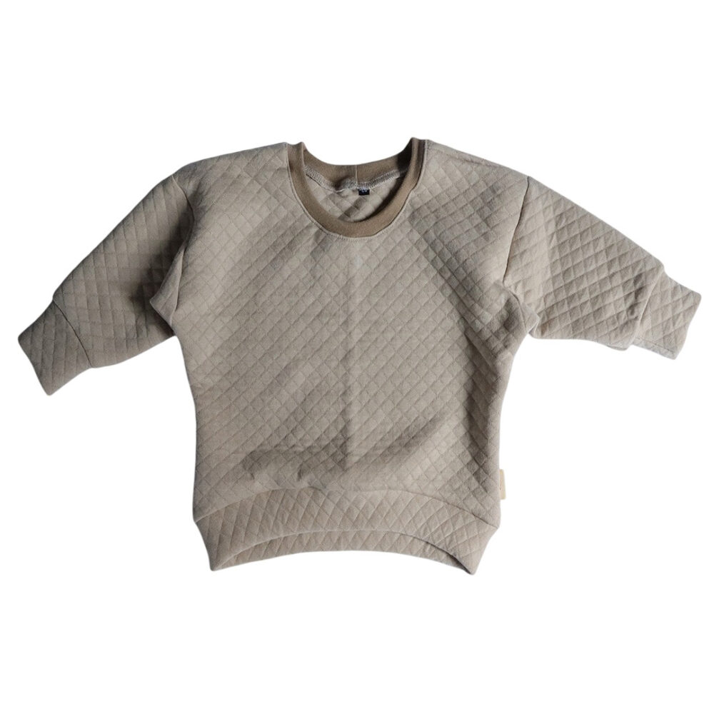 Oversized sweater voor kinderen gemaakt van een wafel patroon in zandkleur sweater-wafel-jongens-meisjes-oversized