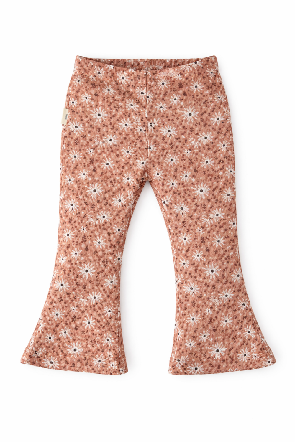 B4E5C85A-8A55-456D-8BE6-F42F9DDB4B47 Flared broek bloemen bruin (rib)