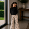 Flared broek bloemen beige (rib) Flared broek bloemen beige (rib)