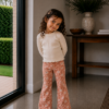 Flared broek bloemen bruin (rib) Flared broek bloemen bruin (rib)