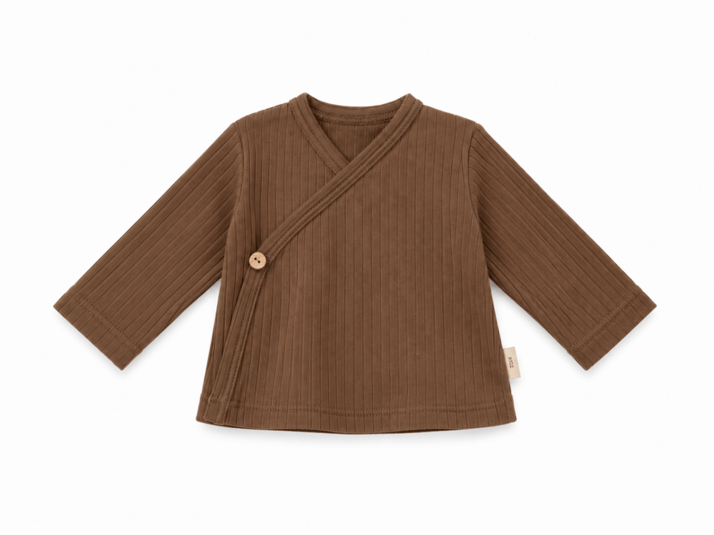Overslagshirtje bruin brede rib