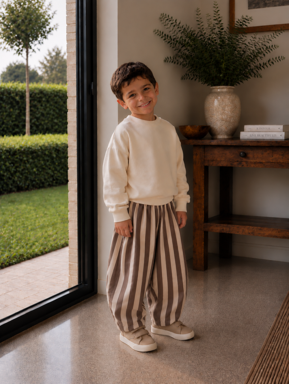 Barrel broek bruin gestreept Barrel broek bruin gestreept