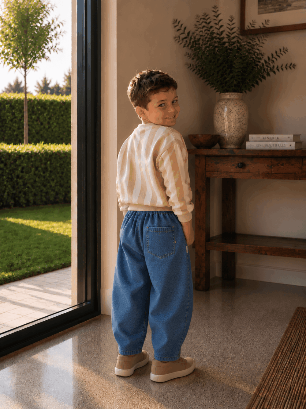 Barrel broek denim met achterzak
