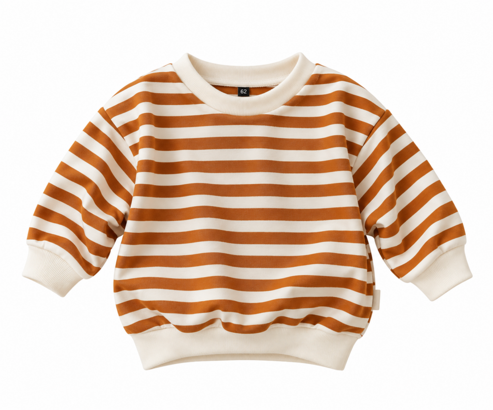 Oversized sweater roestbruin gestreept Oversized sweater roestbruin gestreept