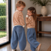 Oversized sweater roestbruin gestreept Oversized sweater roestbruin gestreept