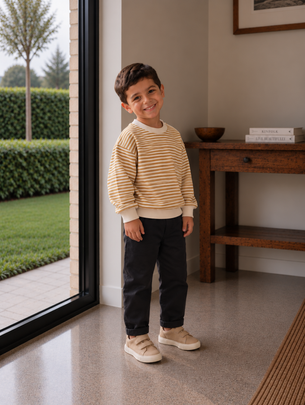 Velvet sweater geel gestreept